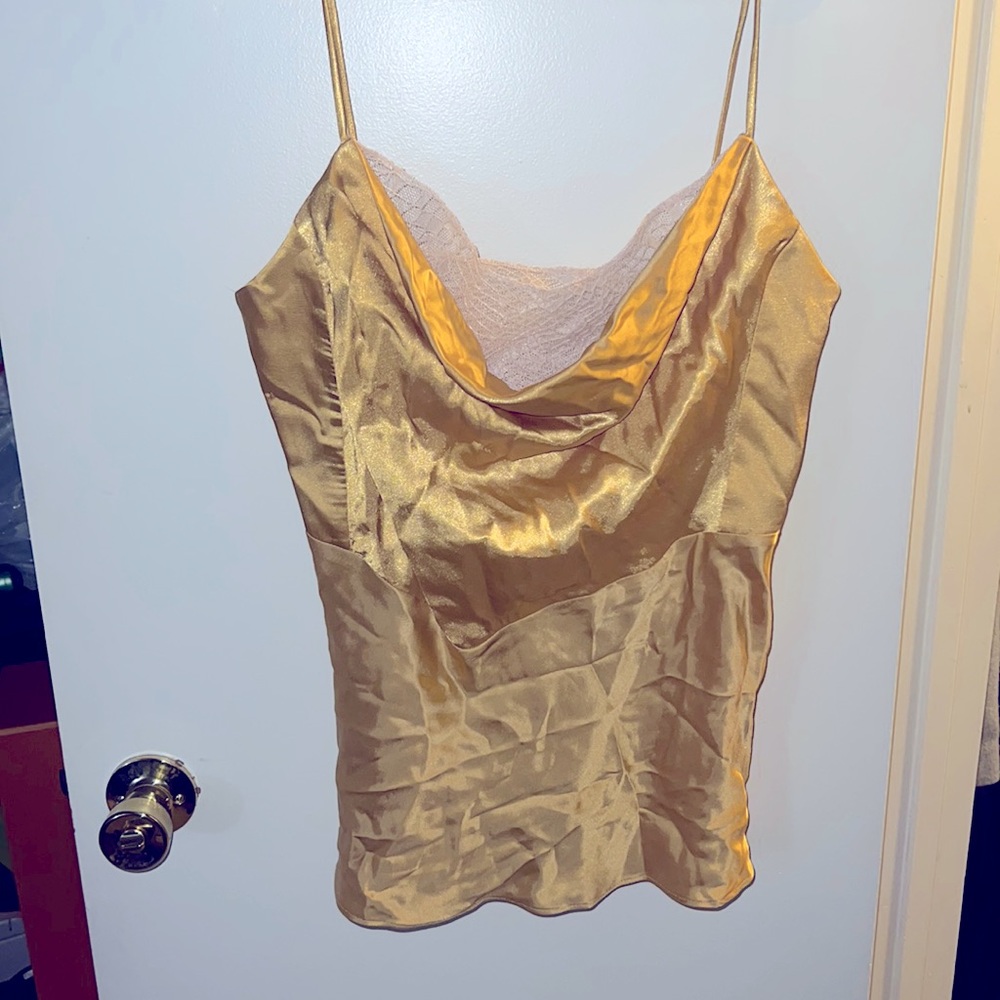 Elegant Gold Satin Top Shop Cami
